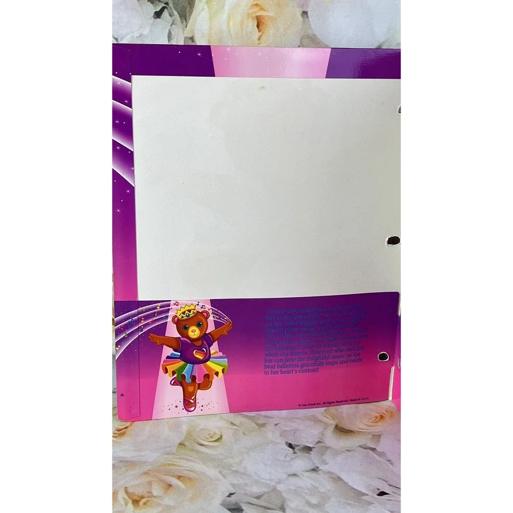 Lisa Frank Folder Ballerina Bear for Three 3 Ring Binder 90s Piano Vintage